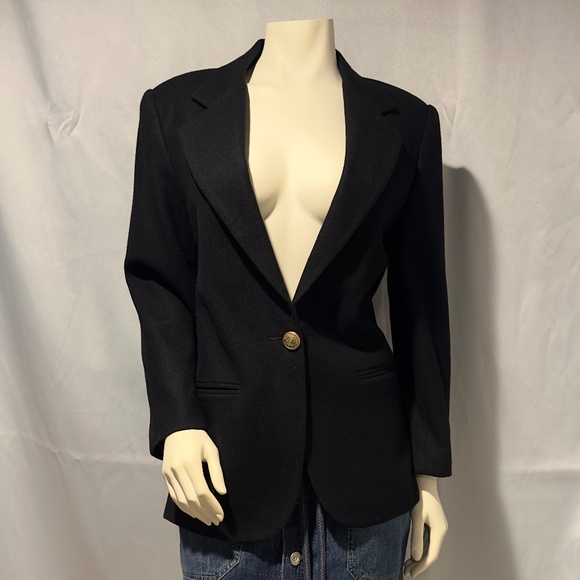 Vintage Black Blazer Wool Classic Preppy Single Breasted Jacket Size 8 2/$40 - Picture 1 of 8